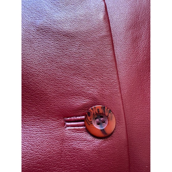 Chadwick's Burgundy Leather Trench Coat Longline Button Front Woman's Jacket M - Picture 6 of 15